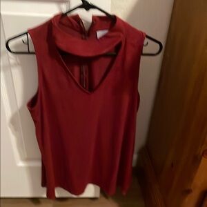Veronica M Red Cut Out Mandarin Collar Tank Top never worn